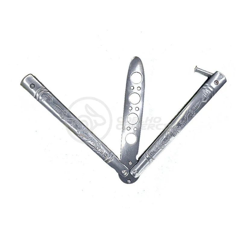 Knife Silver Butterfly Prata Borboleta Dobrável De Aço