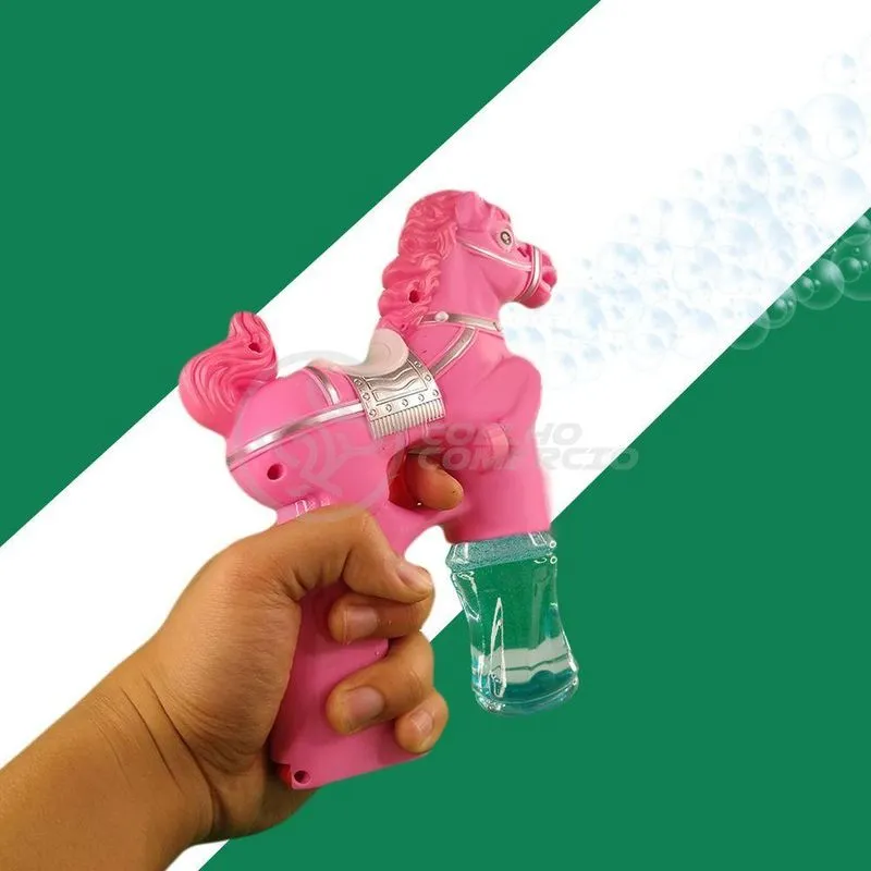Cavalo Bolhudo Elétrica Pop Tik Tok Lança Bolhas Sabão Rosa