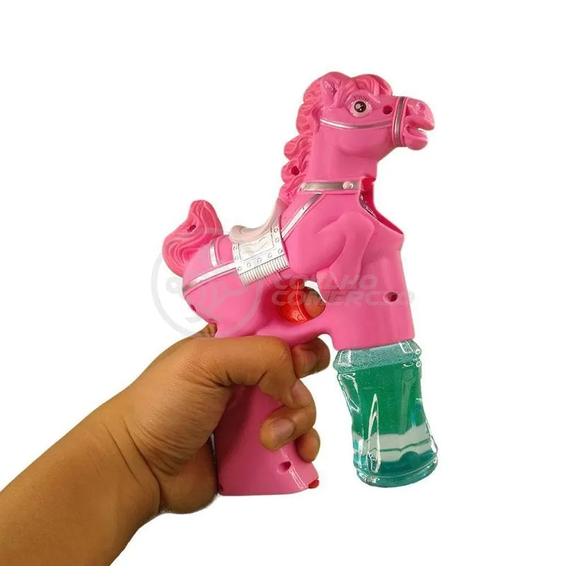 Cavalo Bolhudo Elétrica Pop Tik Tok Lança Bolhas Sabão Rosa