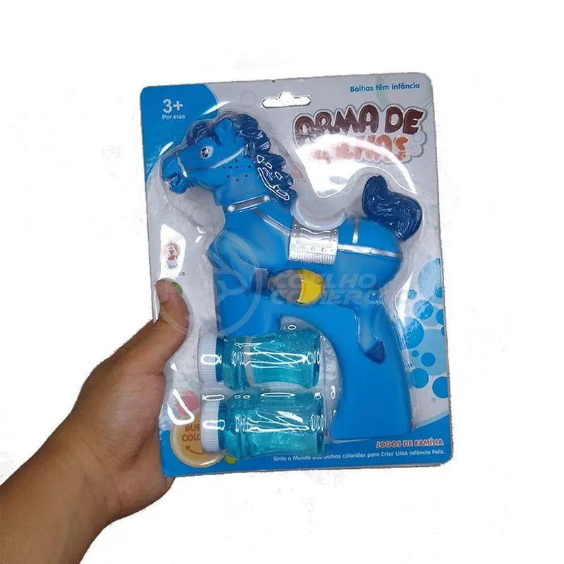 Cavalo Bolhudo Pop Tik Tok Lança Bolhas Sabão Azul 24