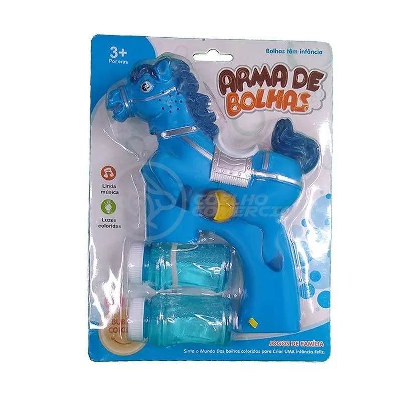 Cavalo Bolhudo Pop Tik Tok Lança Bolhas Sabão Azul 25