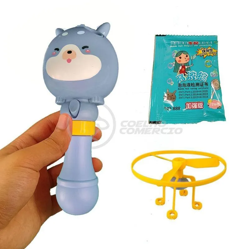 Máquina Bolhas Bubble Voador Haste Gato Chines Azul 5