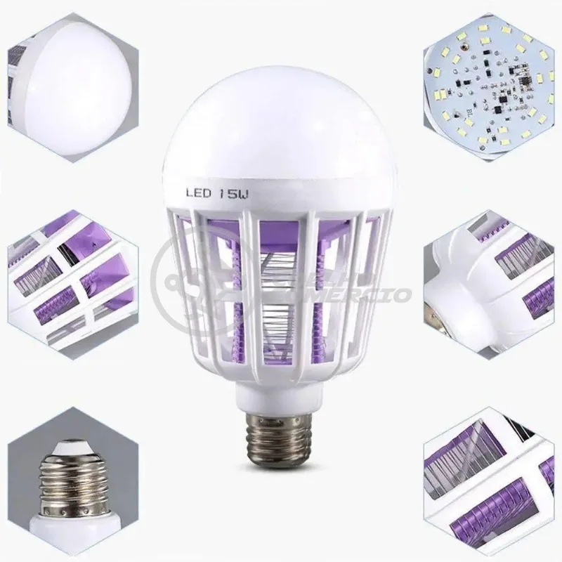 Lâmpada Luz Led Branco 15W Atrai Choque Mosquito Insetos