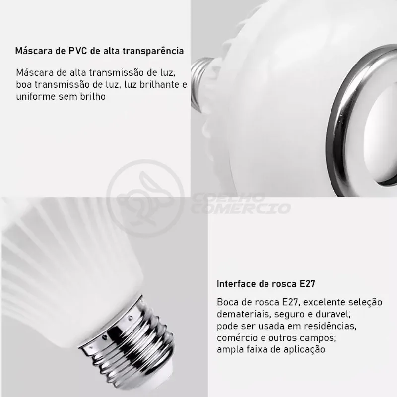 Lâmpada Led 12W E27 Rgb Colorida Com Caixa De Som