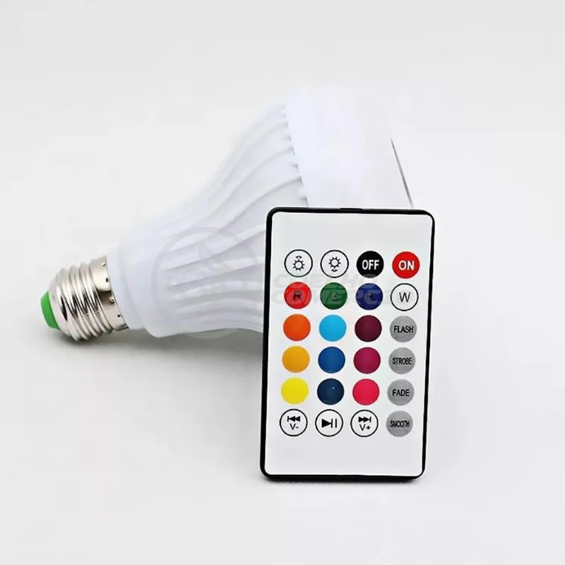 Lâmpada Led 12W E27 Rgb Colorida Com Caixa De Som