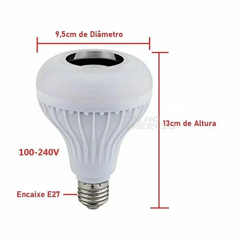 Lâmpada Led 12W E27 Rgb Colorida Com Caixa De Som