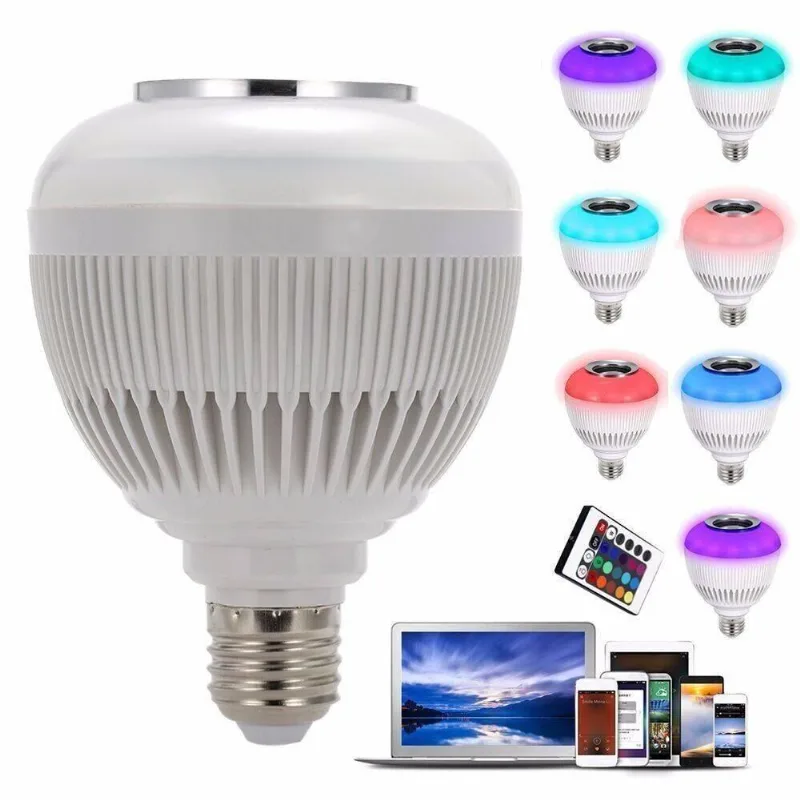 Lâmpada Led Musical Bluetooth Rgb Com Controle Remoto