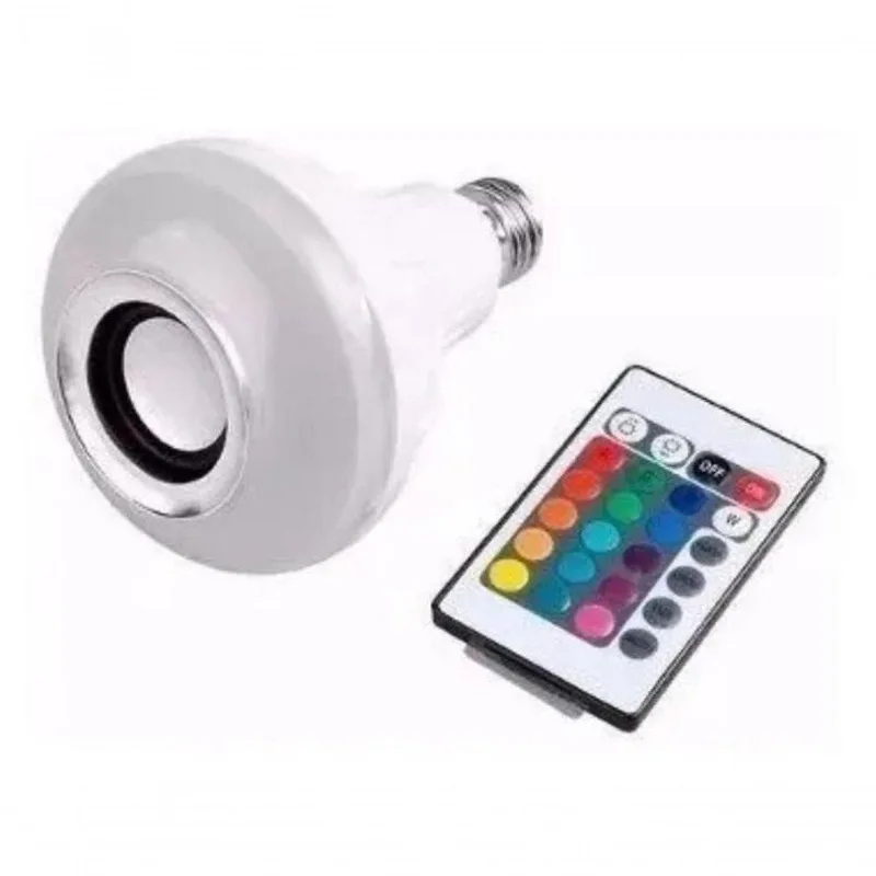 Lâmpada Led Rgb Bluetooth Caixa De Som E Controle Remoto