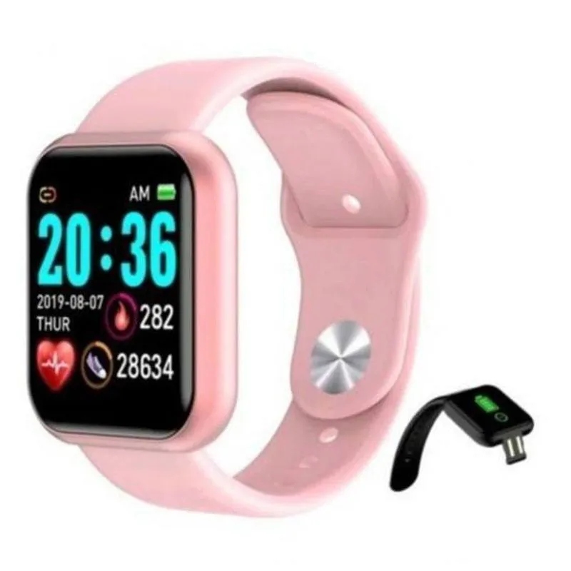Relógio Inteligente Smartwatch D20 Rosa - Batimento