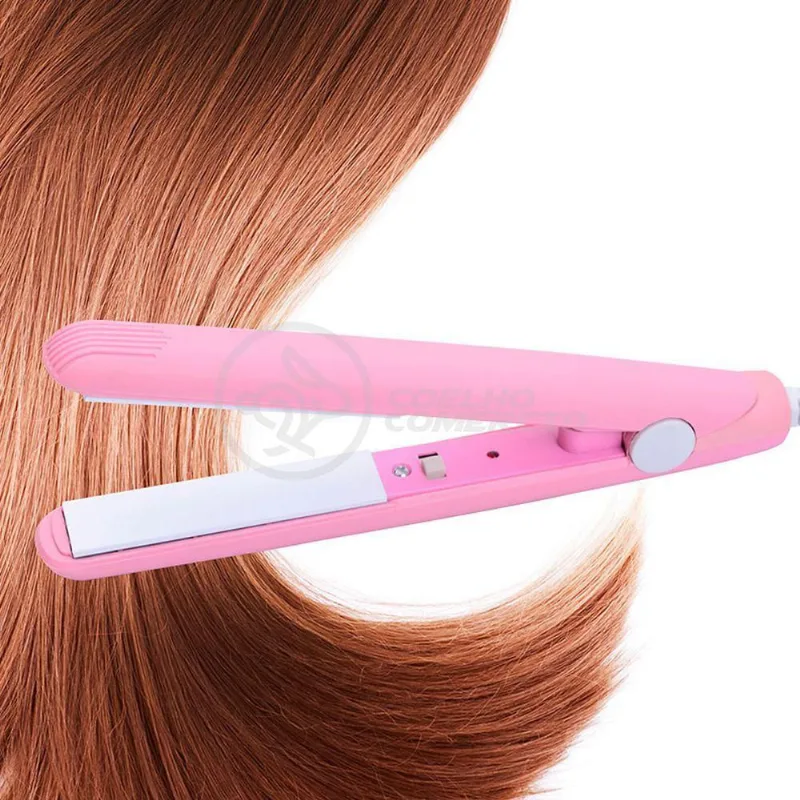 Mini Chapinha Prancha 17Cm Bivolt 110|220V Profissional Rosa Bivolt
