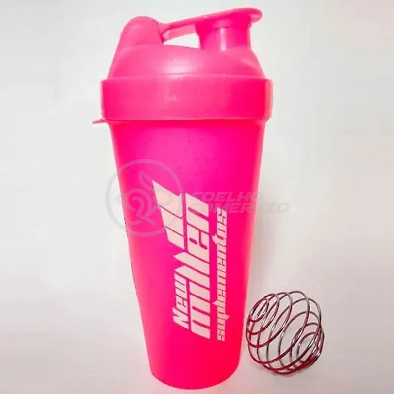 Coqueteleira Rosa - New Millen Nutrição Shaker Garrafa Feminina Gliter Esportiva Dia Dos Namorados