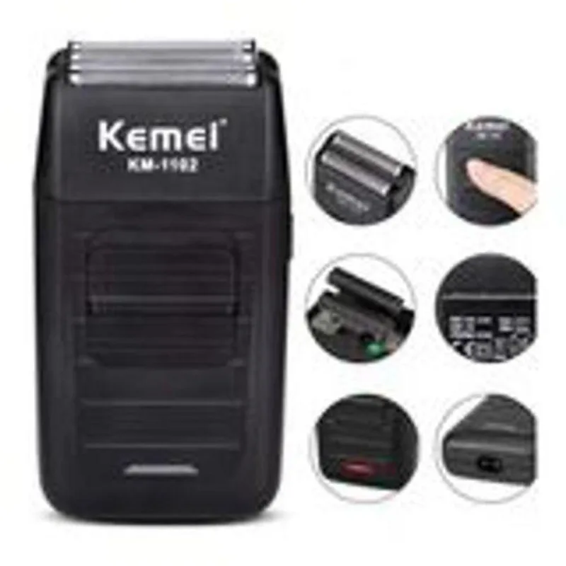 Barbeador Shaver Elétrico Sem Fio Kemei 2 Lâminas Km-1102 Bivolt