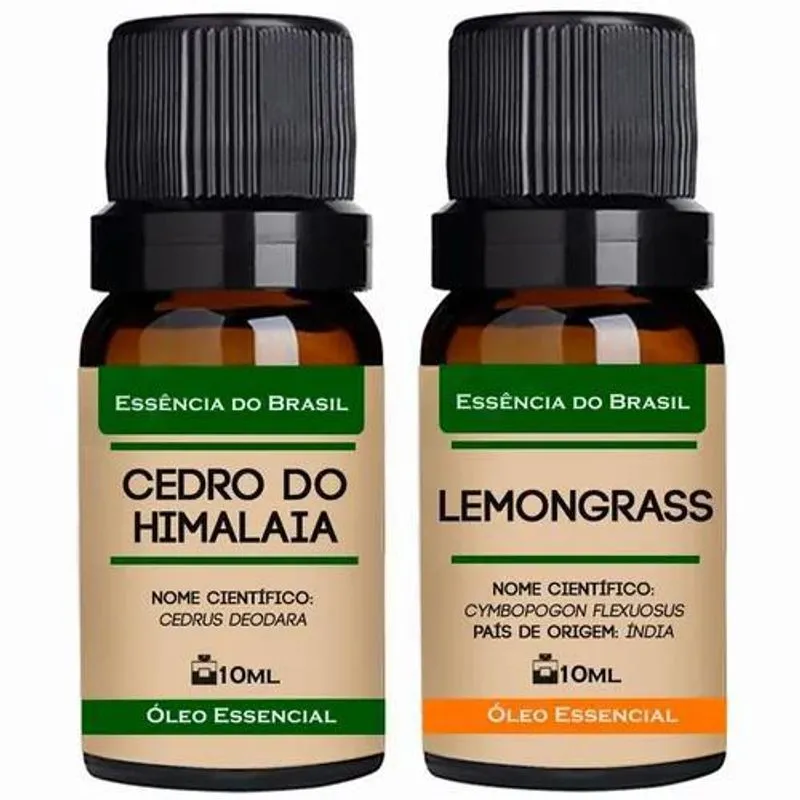 Kit 2 Óleos Essenciais 10ml - Cedro Da Virgínia + Lemongrass