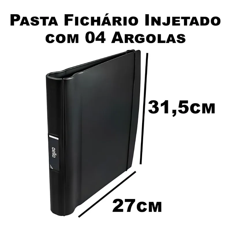 Pasta Fichário Injetado Com 04 Argolas