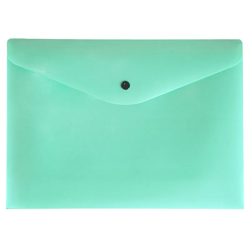 Envelope plástico com botão A4 - Linho Serena - verde pastel - 0012. VP - Dello