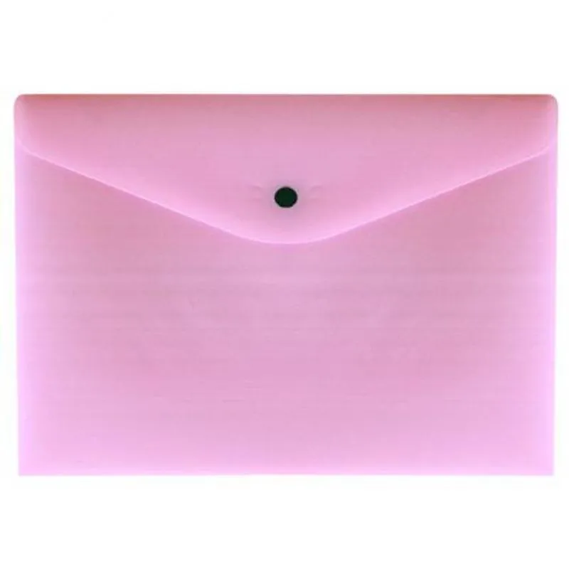 Envelope Plástico Com Botão A4 Linho Serena Rosa Pastel