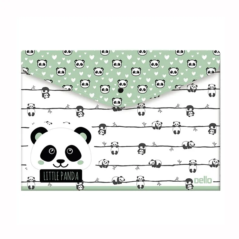 Envelope plástico com botão A4 Panda Verde 0018.02 - Dello