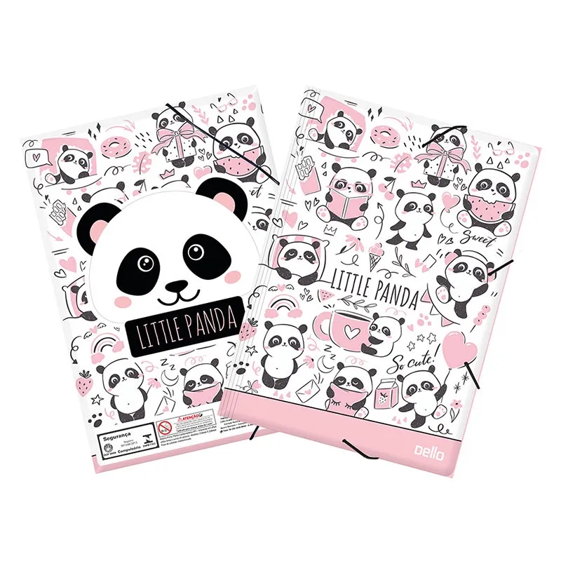 Pasta com aba elástico A4 Panda Rosa 0272.01 - Dello
