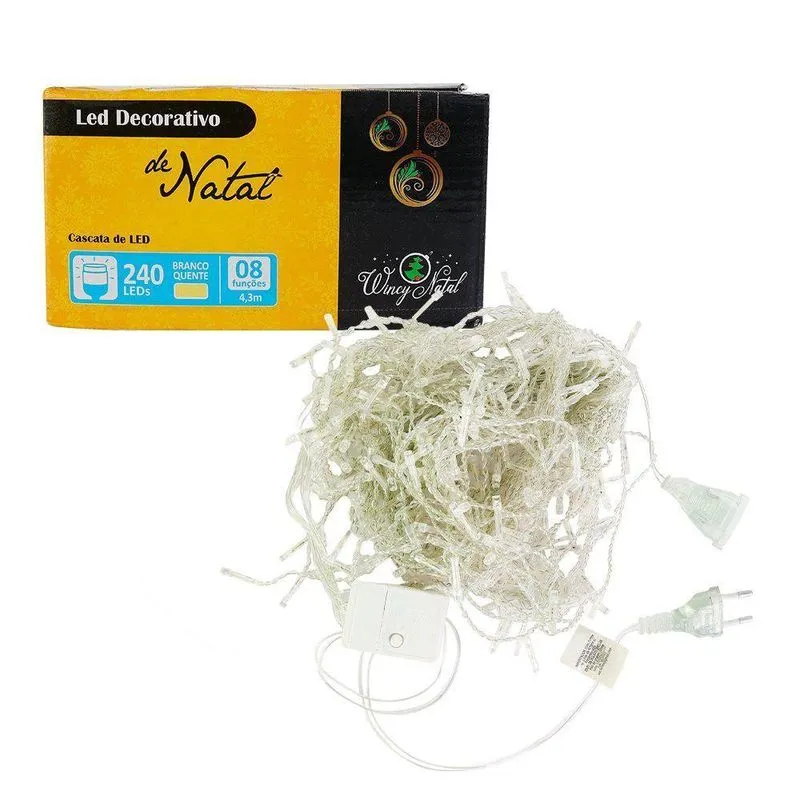 Cascata 240 Leds 4,3m Natal Pisca Pisca