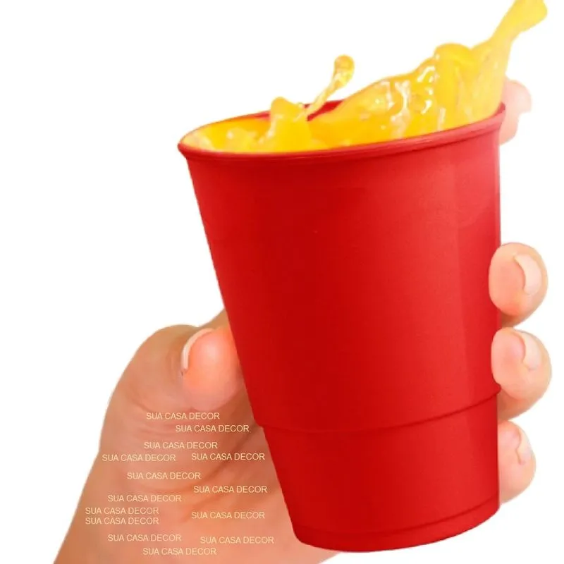 Copo Vermelho 350ml Reutilizável Americano para Festas