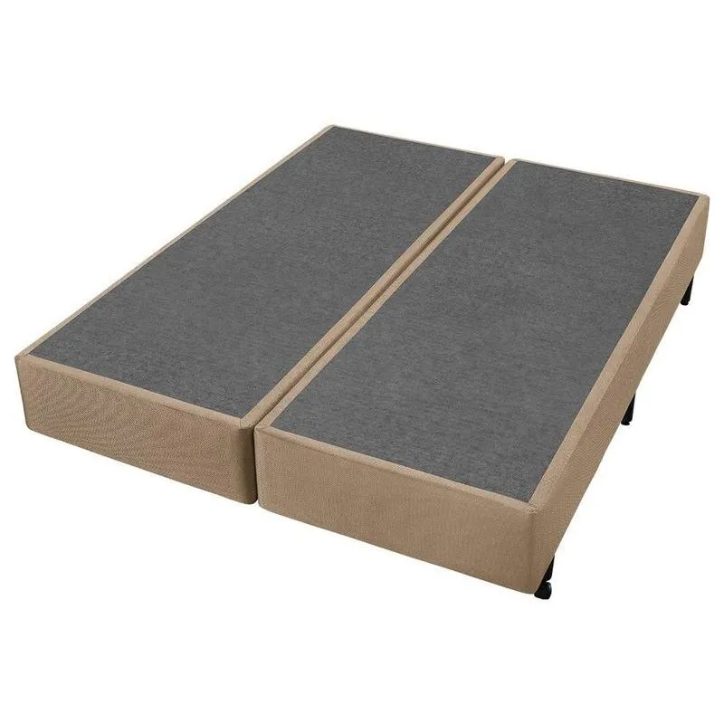 Base Cama Box Casal Bipartida Americanflex Lisse Madeira Jacquard Bege