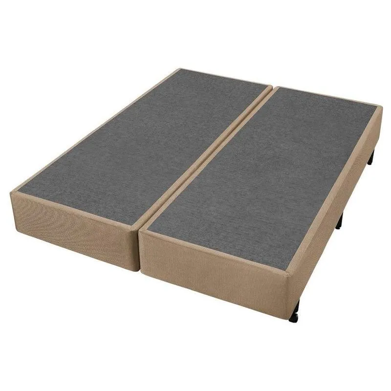 Base Cama Box Queen Bipartida Americanflex Lisse Madeira Jacquard Cinza