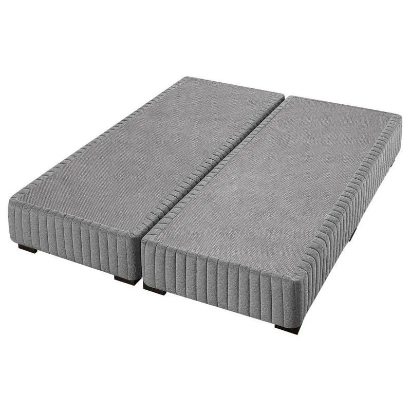Base Cama Box Queen Bipartida Americanflex Diamante Madeira Cinza