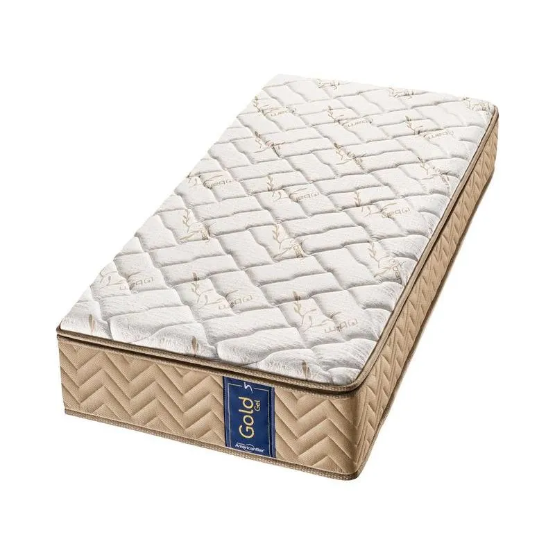 Colchão Solteiro Molas Ensacadas Americanflex Gold Gel Espuma D28 com Pillow Top Bege