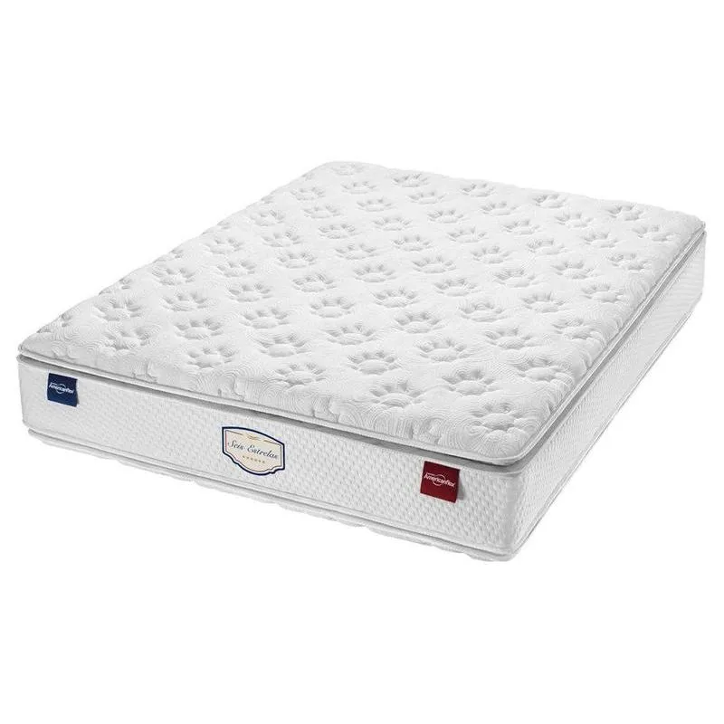 Colchão Casal com Molas Ensacadas Americanflex Seis Estrelas Espuma D33 Branco 120x203cm