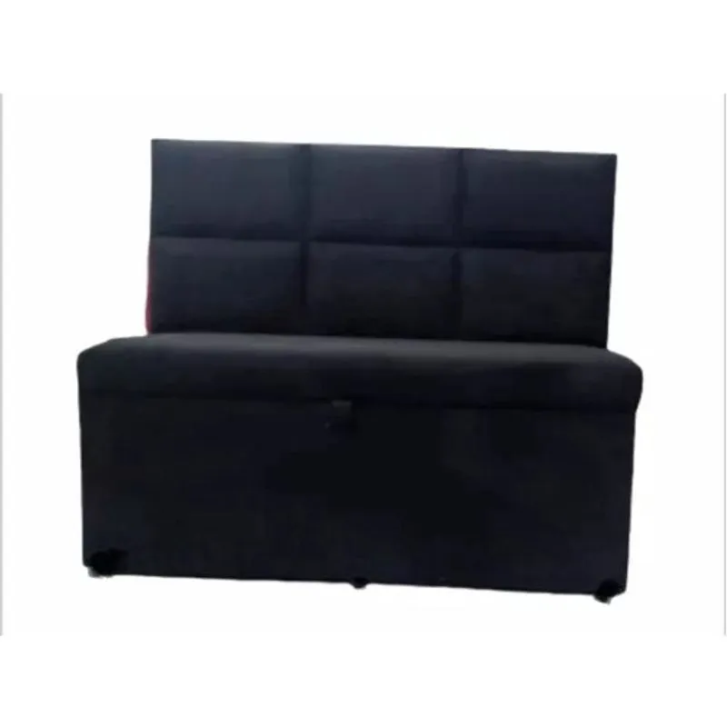 Conjunto Canto Alemão Baú Encosto Ripado Suede 150x45cm
