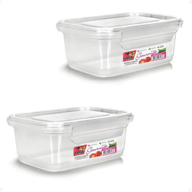 4 Caixa Retangular Gourmet Com Travas Transparente 750Ml