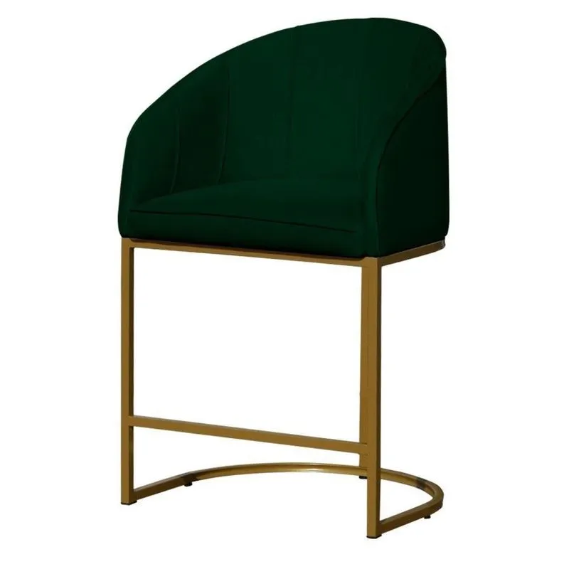 Banco Banqueta Alta Poltrona Mia Base Metal Dourada Veludo