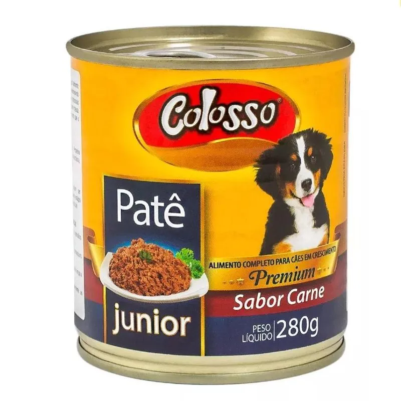 Patê Colosso Junior Em Lata Cães Filhotes 280G Sabor Carne