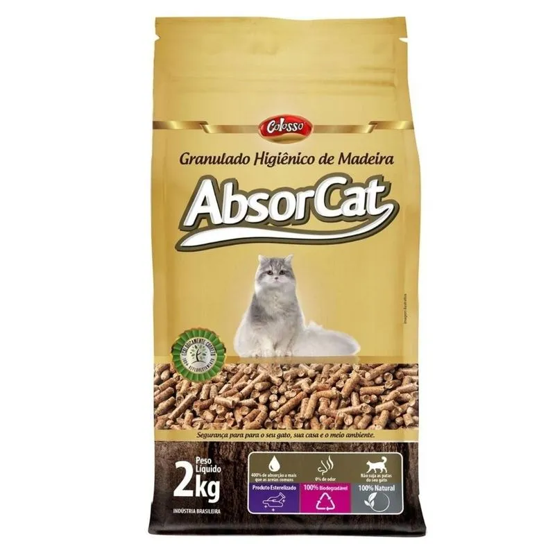 Granulado Higiênico Absorcat de Madeira para Gatos 2kg