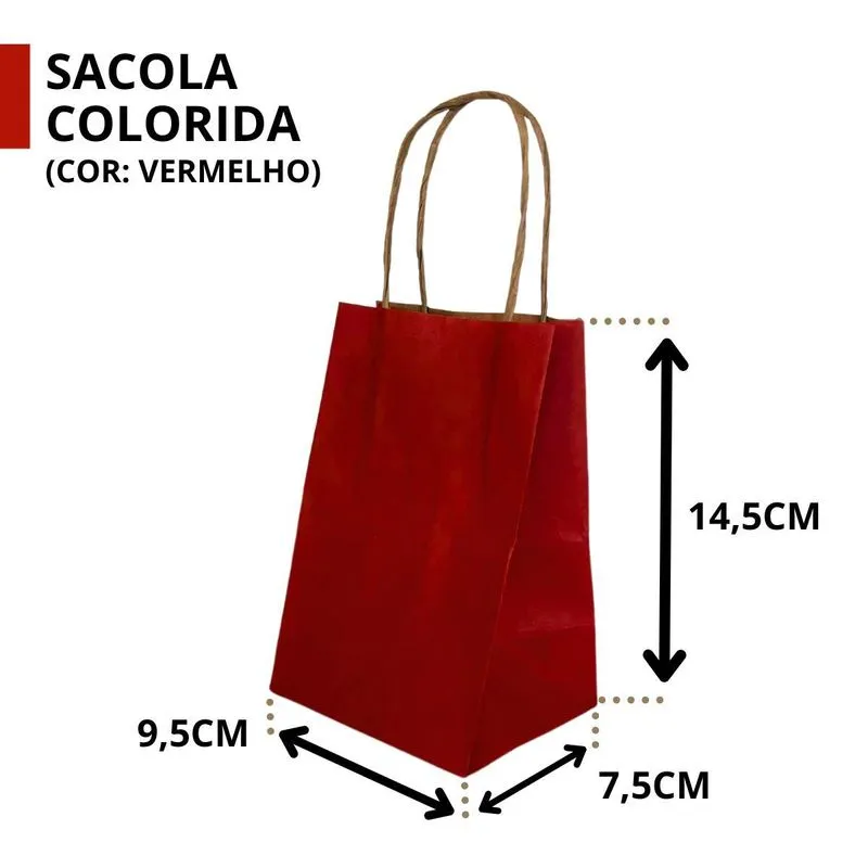 10 Sacola De Papel Kraft Presente Colorida 9,5x7,5x14,5cm