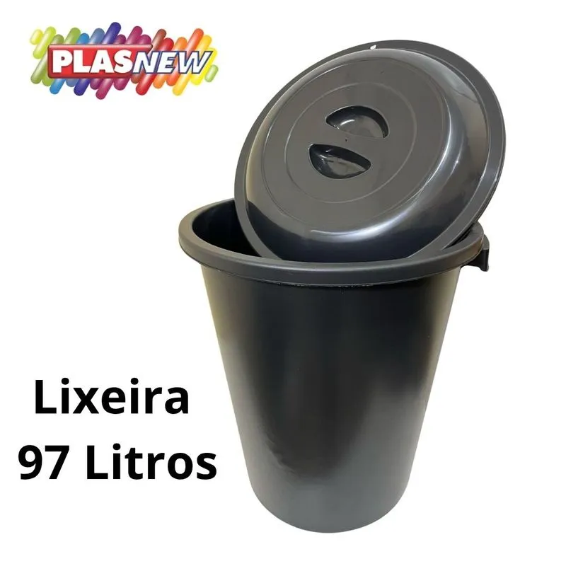 Cesto De Lixo Lixeira Reservatorio Agua Preto 97l Plasnew