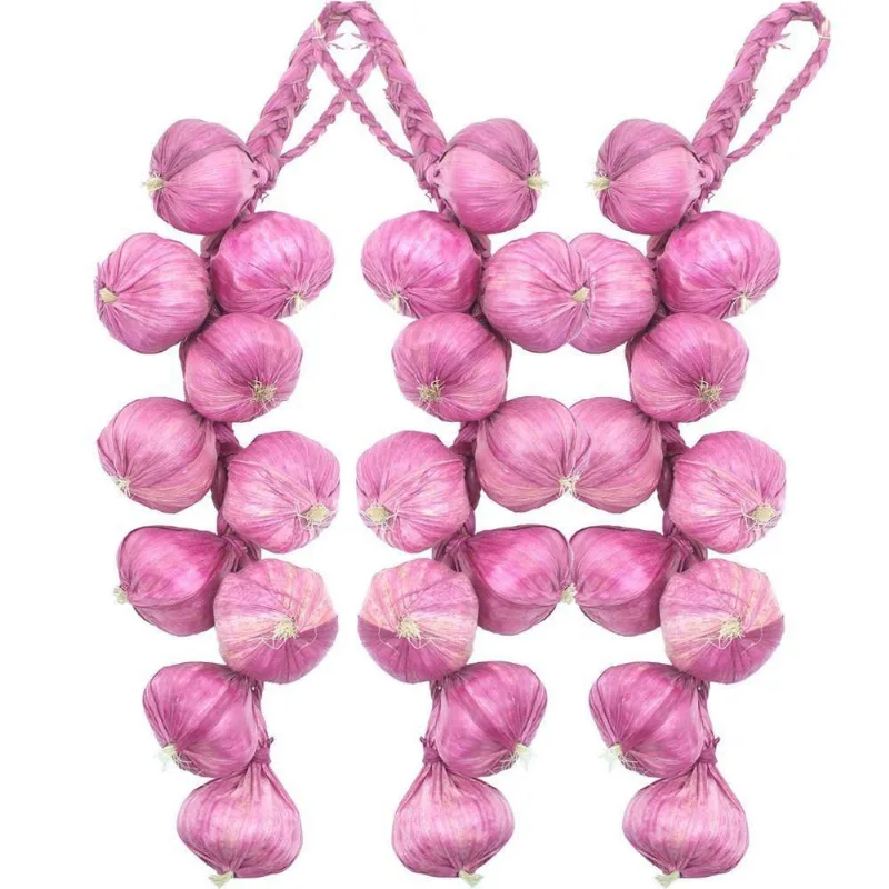 Kit 6 Trança Cebola Roxa Artesanal Decoração Artificial 41cm