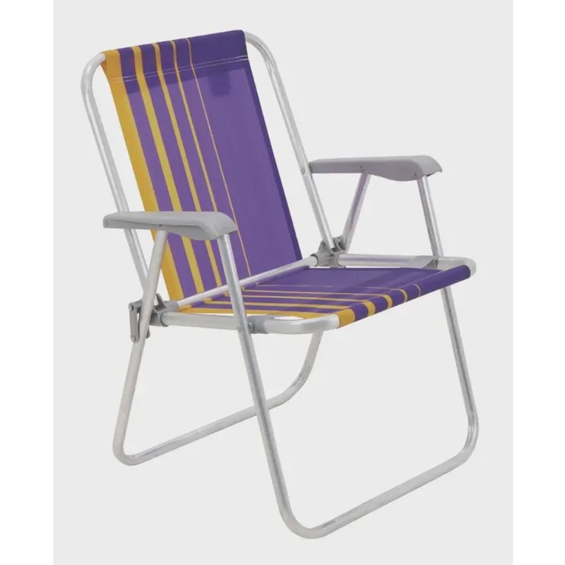 Cadeira de Praia Samoa em Alumínio Amarelo e Roxo Tramontina