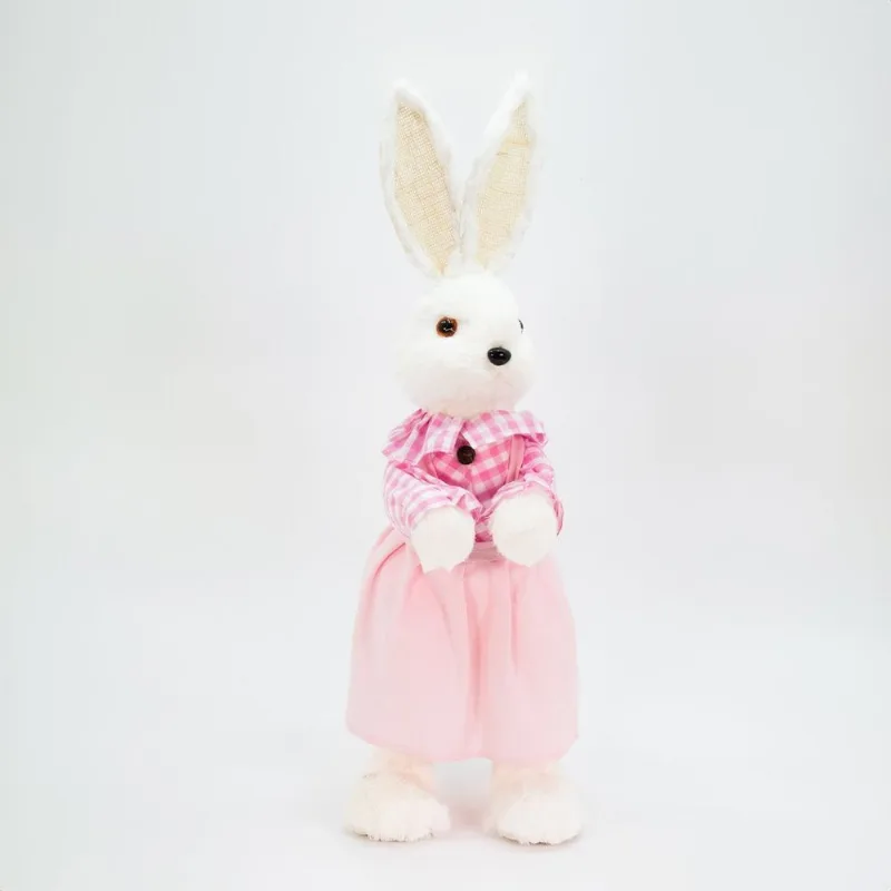 Coelha De Páscoa Enfeite Decorativo Coelhinha Vestido Rosa 60cm