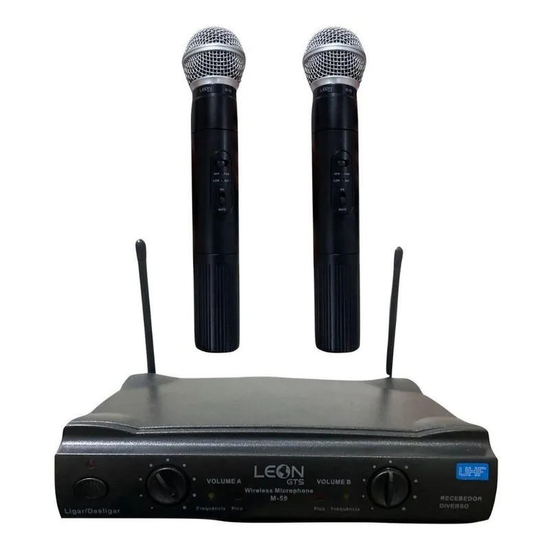 Microfone Duplo Sem Fio Profissional Uhf Karaoke Palestras