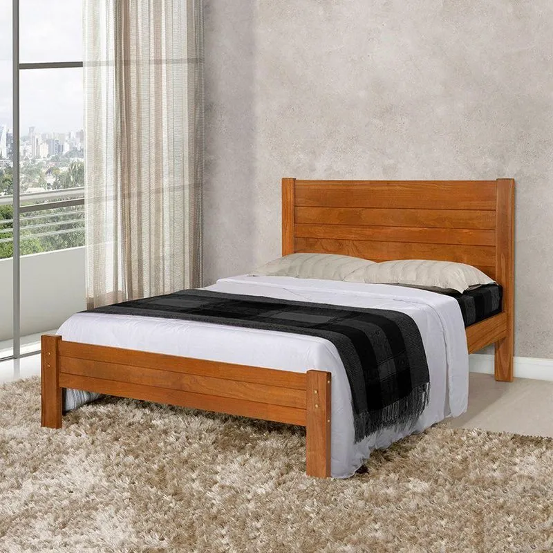 Cama Casal Modelo Lara Estilo Vintage Madeira Maciça Café