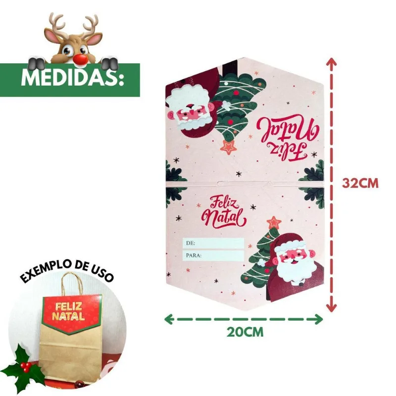 Cartela Solapa Lapela Para Sacolas De Natal 10 Unidades