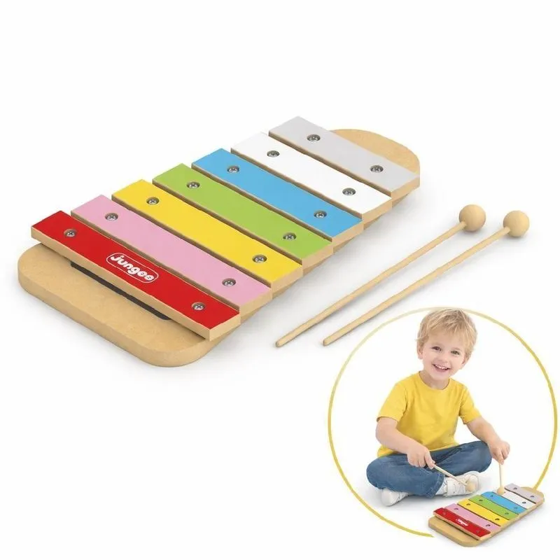 Xilofone Infantil Musical Junges MDF 7 Notas Coloridas Educativo Bebê YEET
