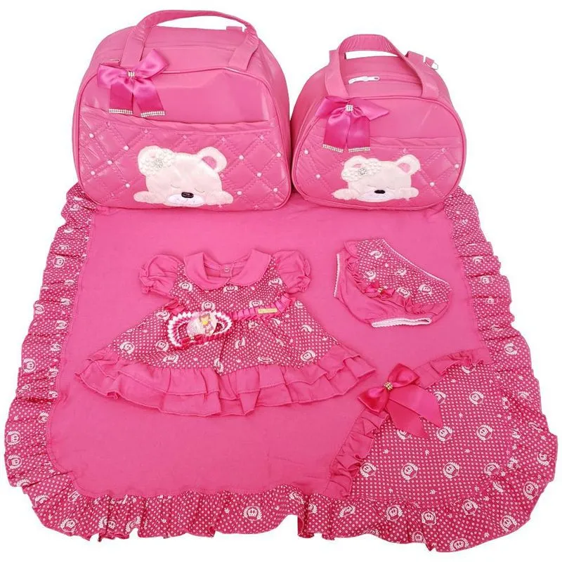 Kit Bolsas De Maternidade 2pcs Pink Com Saída Vestido Menina