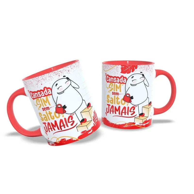 Caneca Flork Cansada Sim Presente Porcelana 325Ml