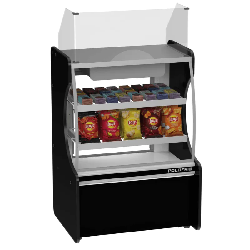 Balcão Caixa Classic Vidro Reto Pop Luxo 0,80m Preto 226l C/ Iluminação Led - Polofrio 220v Polofrio