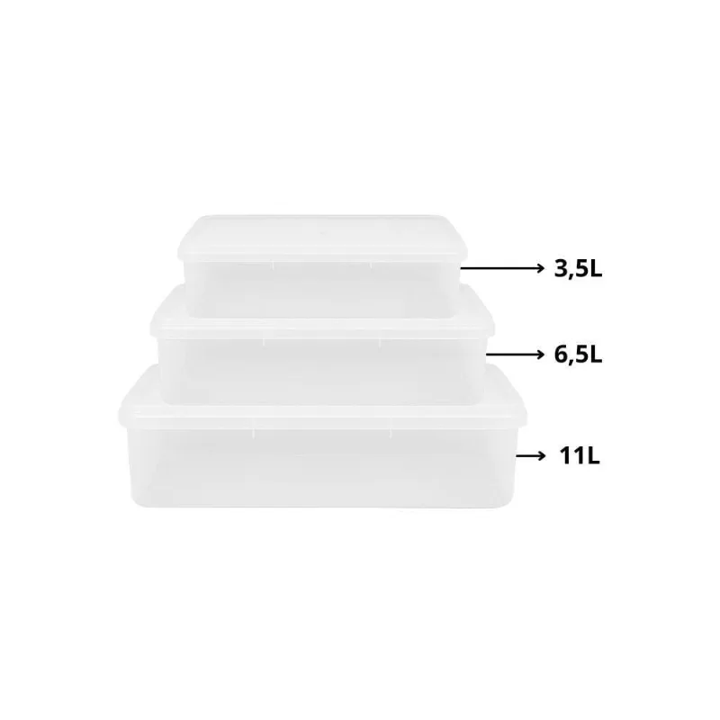 Kit 3 Caixas Herméticas Plásticas Empilháveis 3.5l, 6.5l, 11l Transparente