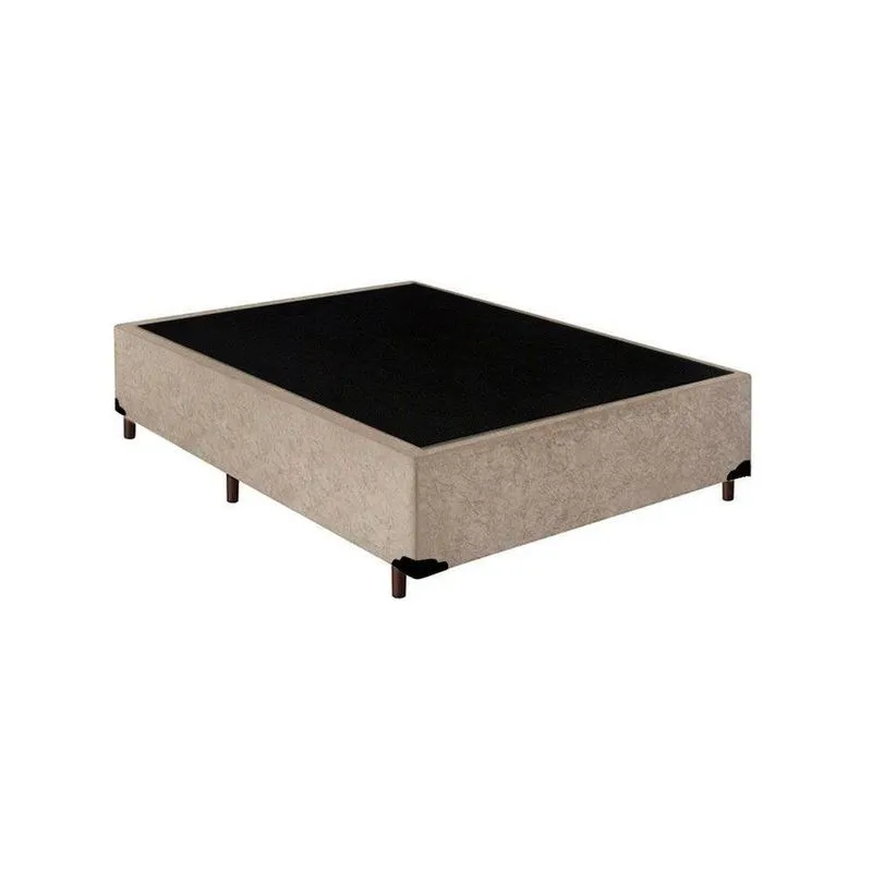 Cama Box Solteiro Viúva Suede Homequeen Bege 40x128x188 Madeira com Pés de Plástico