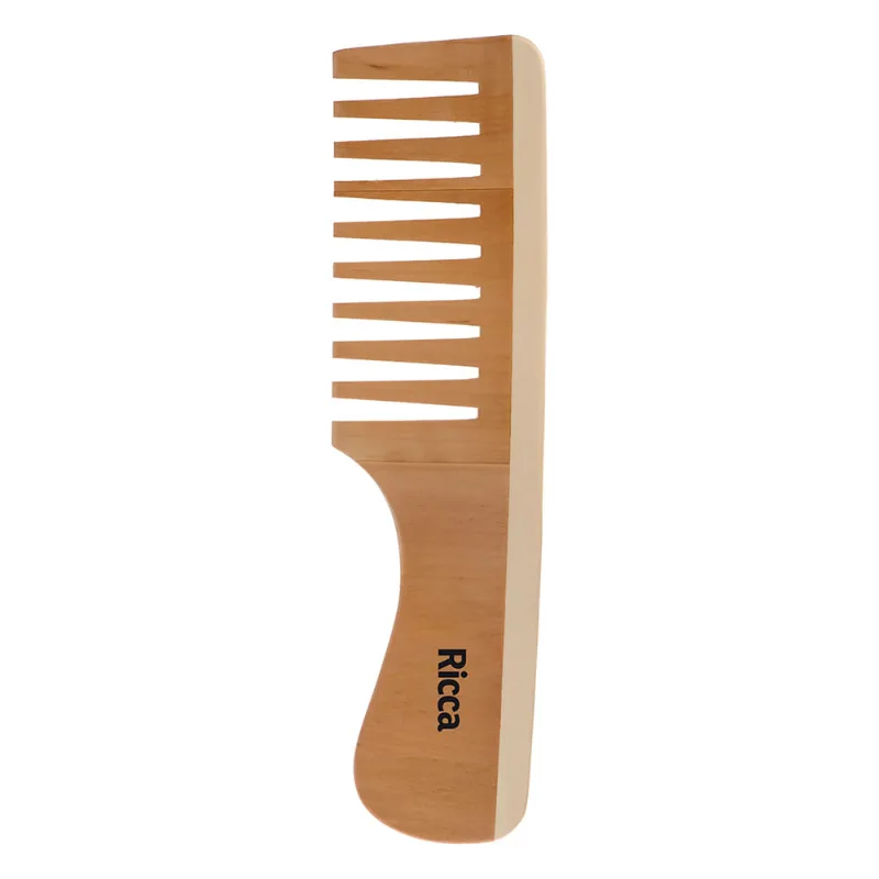 Kit com 2 Pentes Madeira dente Largo Ricca
