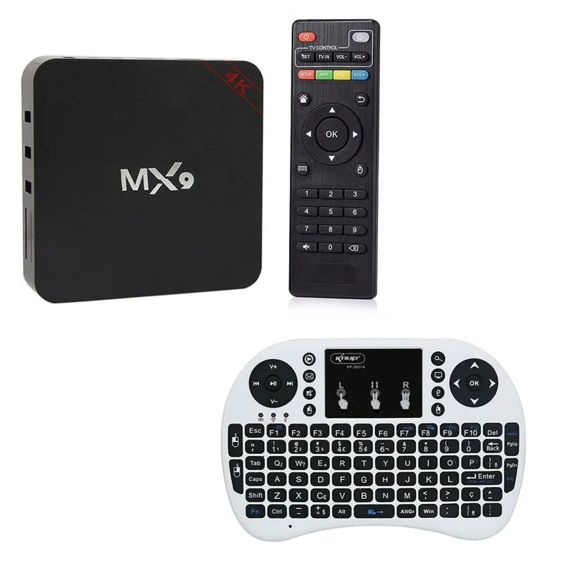Kit 1 Conversor Smart TV MX-9 + 1 Mini Teclado Wireless Touch Pad Cinza